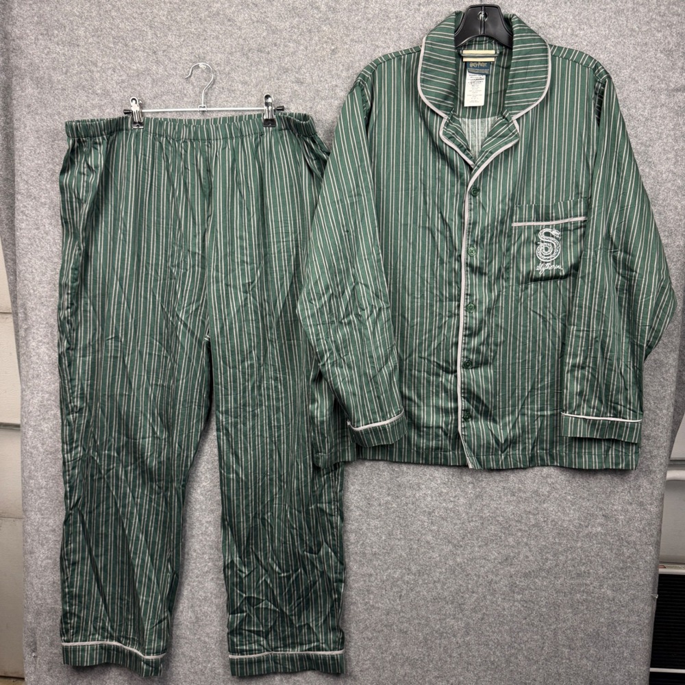Pottery Barn Teen Harry Potter Slytherin Pajama Set Green Striped XL Mens XLG